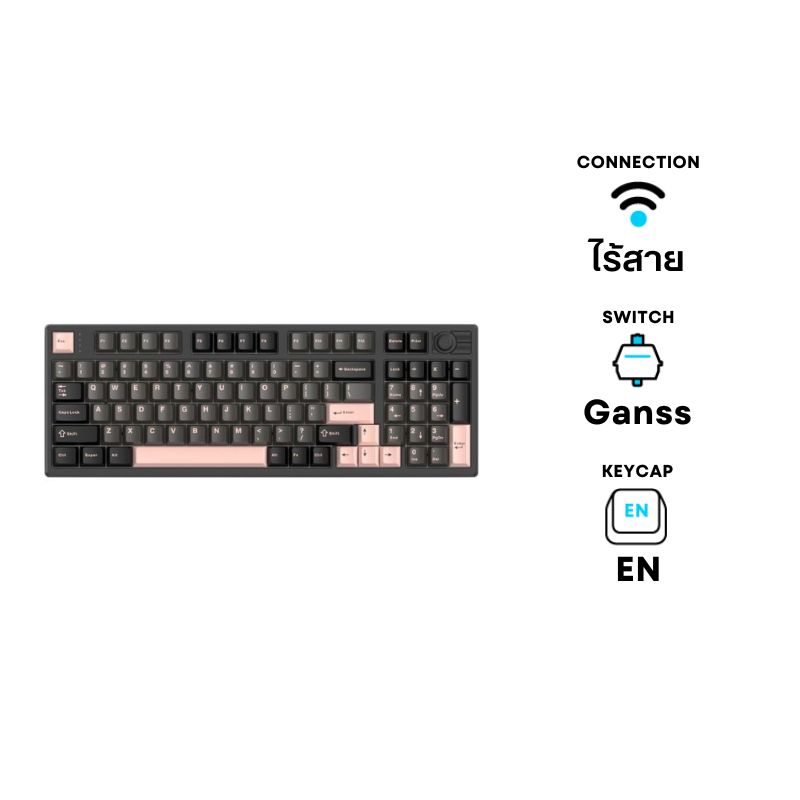คีย์บอร์ด Hello Ganss HS98T Pro Wireless Mechanical Keyboard (EN) GG-02 + Soul Silver Switch