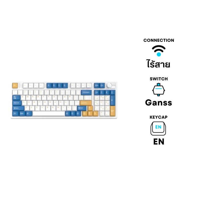 คีย์บอร์ด Hello Ganss HS98T Pro Wireless Mechanical Keyboard (EN) GG-08 + Soul Silver Switch