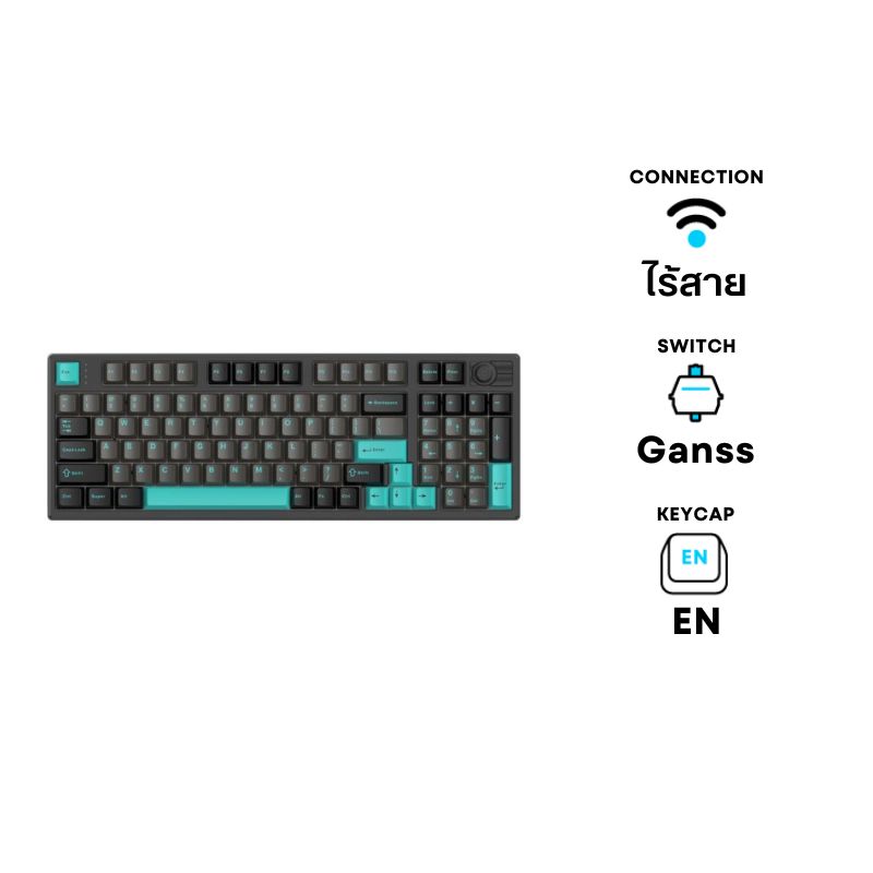 คีย์บอร์ด Hello Ganss HS98T Pro Wireless Mechanical Keyboard (EN) Obsidian + Soul Silver Switch