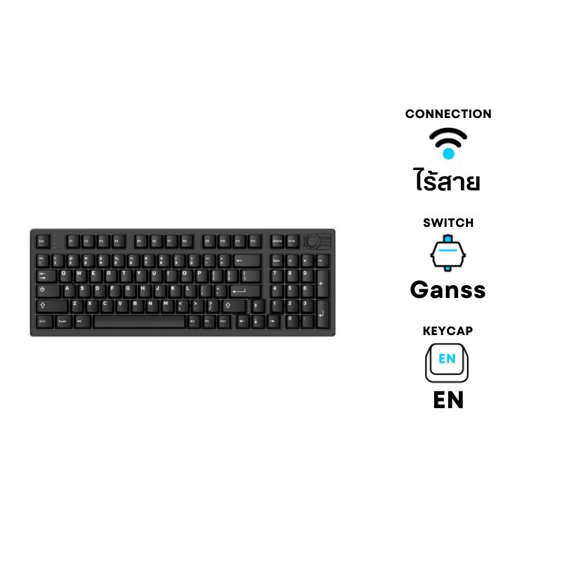 คีย์บอร์ด Hello Ganss HS98T Pro Wireless Mechanical Keyboard (EN) Pure Black + Soul Silver Switch