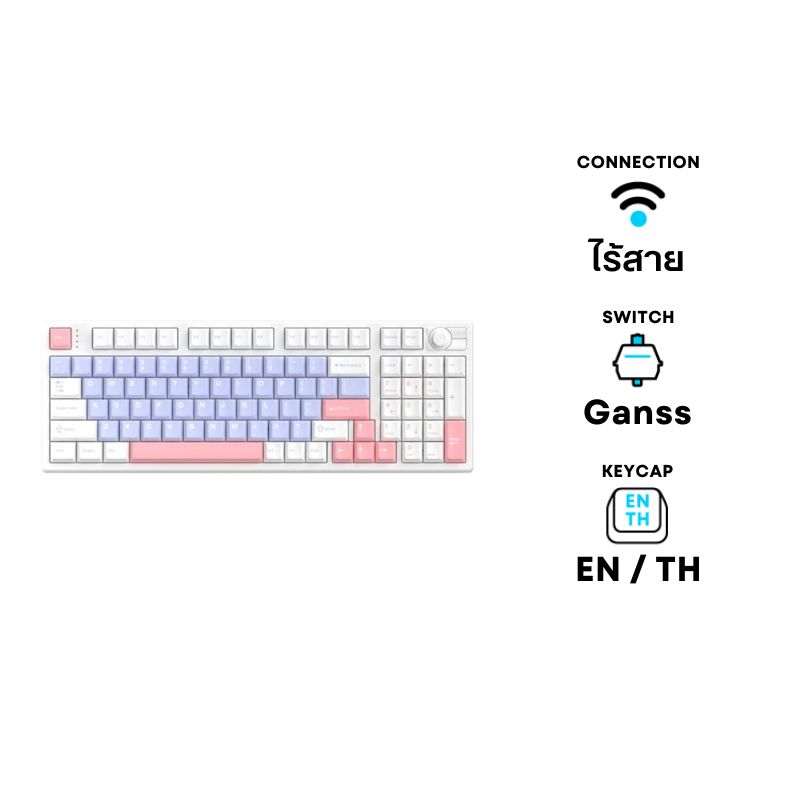 คีย์บอร์ด Hello Ganss HS98T Pro Wireless Mechanical Keyboard (EN/TH) GG-05 + Soul Silver Switch