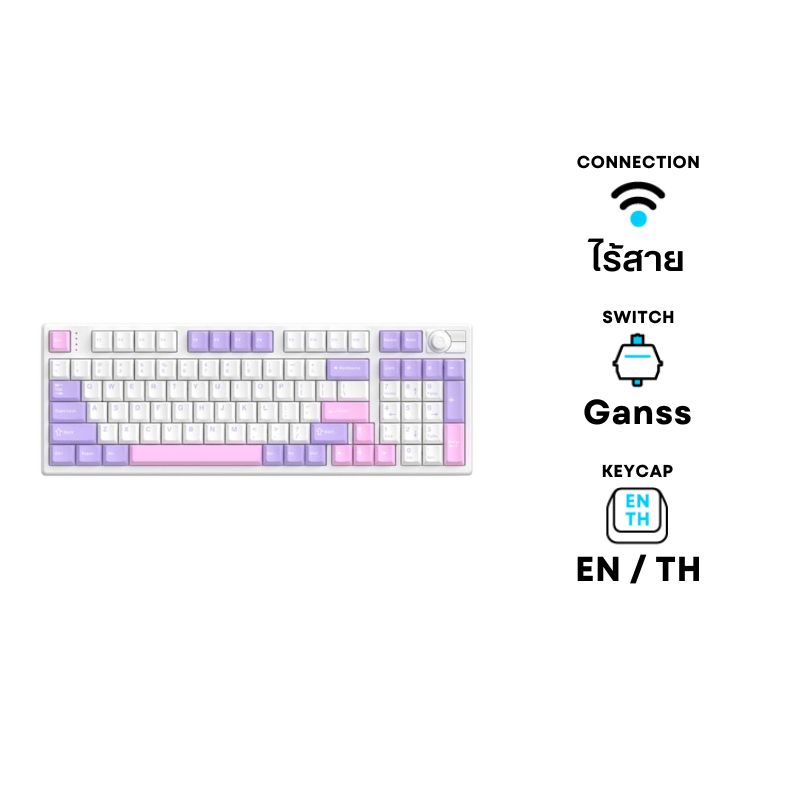 คีย์บอร์ด Hello Ganss HS98T Pro Wireless Mechanical Keyboard (EN/TH) GG-09 + Soul Silver Switch