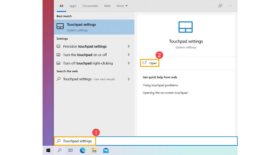 วิธีปิด touchpad asus windows 10 touchpad settings menu