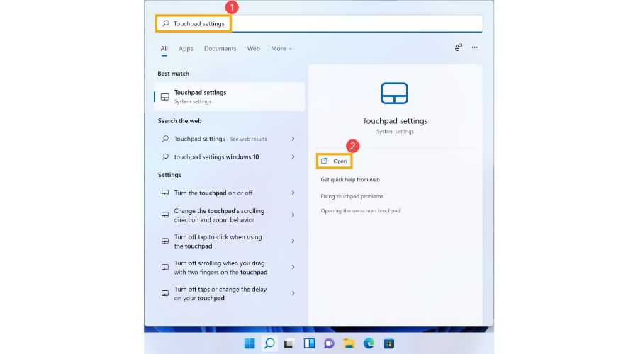 วิธีปิด touchpad asus windows 11 touchpad settings menu