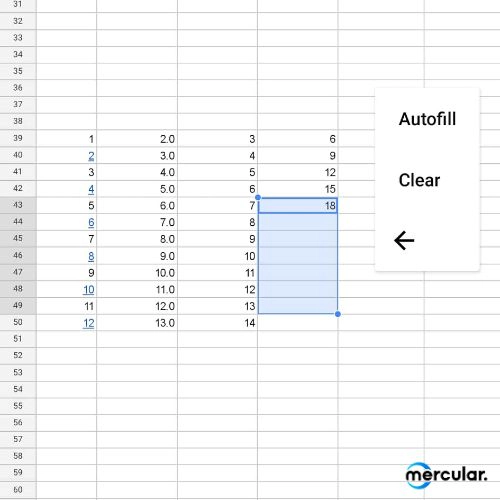 google sheets data number autofill