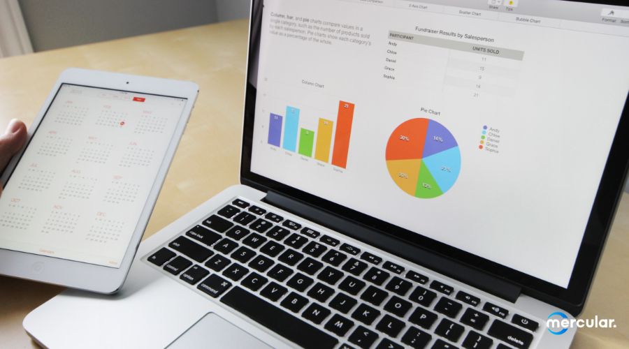 tablet notebook statistic graph