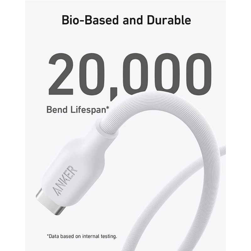 สายชาร์จ Anker 544 140W Bio-Based USB C to USB C Charging Cable 180cm White A80F2H21-AK411