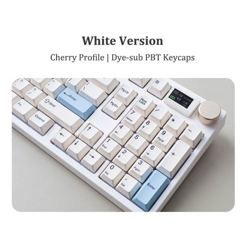 คีย์บอร์ด Keydous NJ98 Wireless Mechanical Keyboard (EN/TH) White + Brass Plate + Gateron Brown Pro