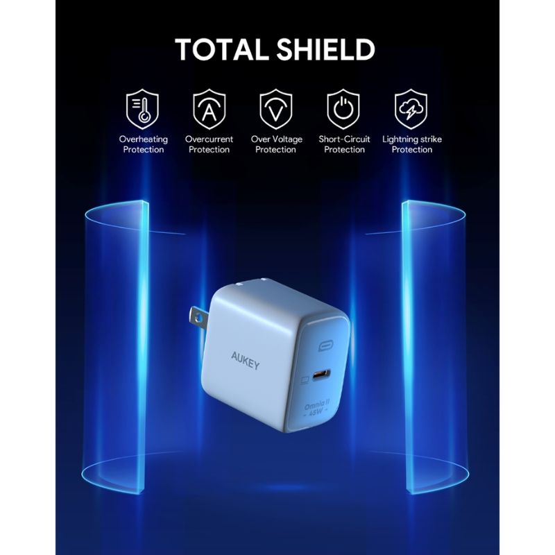 หัวชาร์จ Aukey PA-B2T Omnia II 45W Charger White