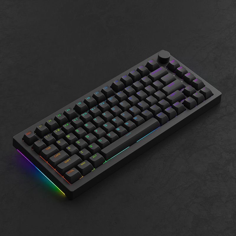 คีย์บอร์ด Akko 5075S Shine-Through Mechanical Keyboard (EN) Black + Gateron Yellow
