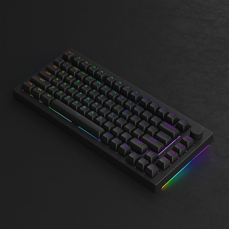 คีย์บอร์ด Akko 5075S Shine-Through Mechanical Keyboard (EN) Black + Gateron Yellow