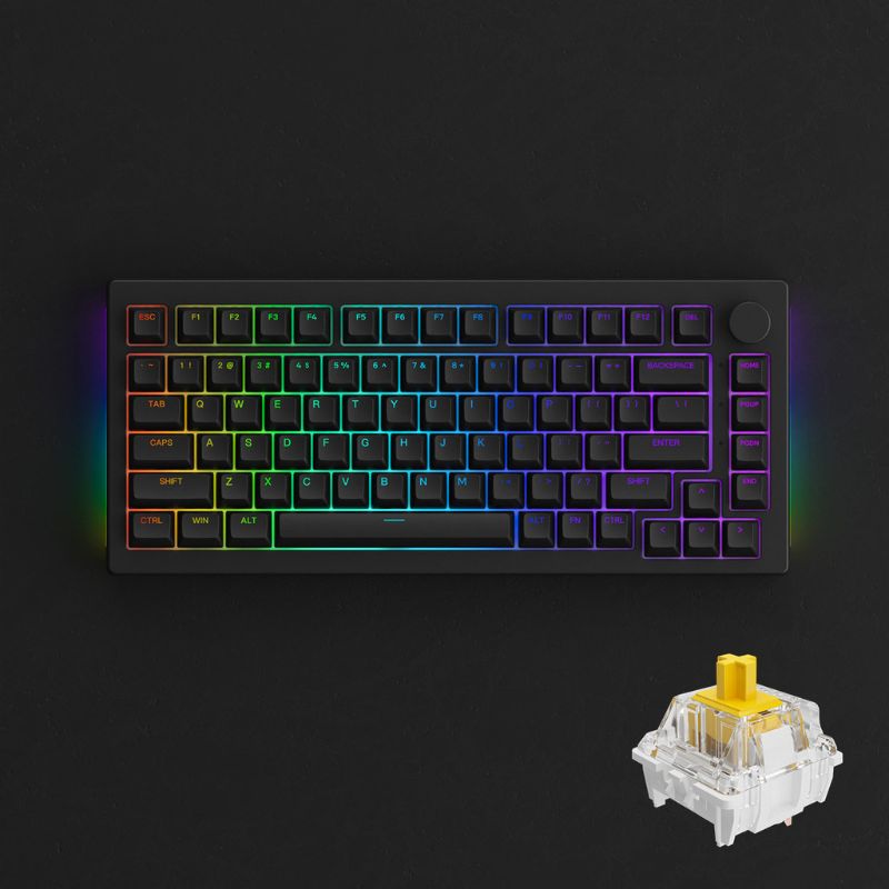 คีย์บอร์ด Akko 5075S Shine-Through Mechanical Keyboard (EN) Black + Gateron Yellow