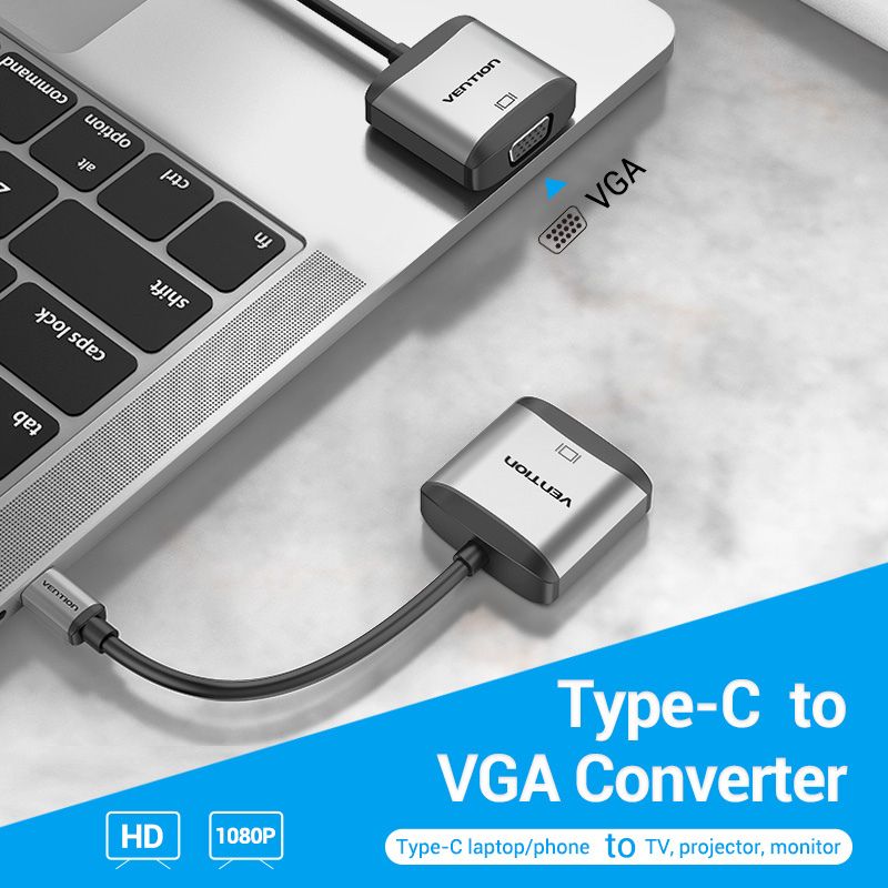 ตัวแปลง Vention TDBHB USB C to VGA  Adapter 15cm Grey