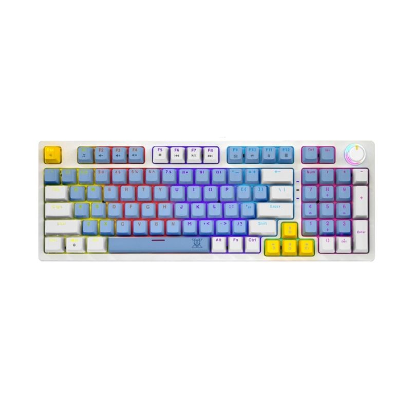 คีย์บอร์ด Nubwo X801 ELEANOR Mechanical Gaming Keyboard (EN/TH) Blue/White + Red Switch + Design D