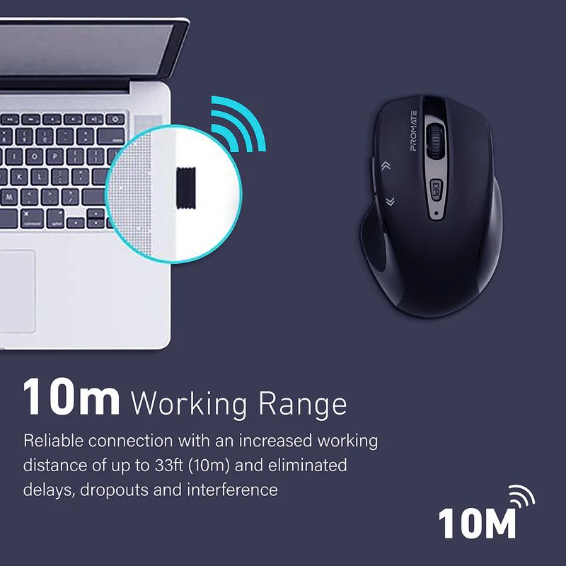 เมาส์ Promate Cursor EZGrip Wireless Mouse Black