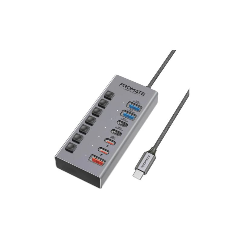 promate-gegahub-10g-7-in-1-usb-c-hub-front-view