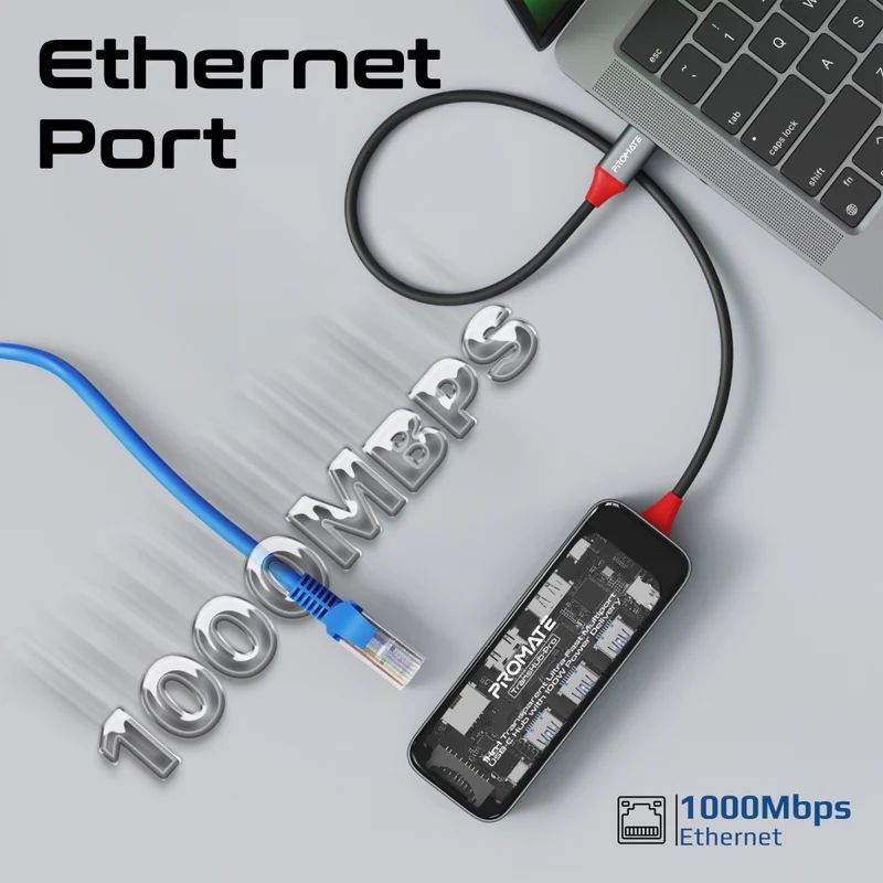 ตัวแปลง Promate TransHub-Pro 11-in-1 USB-C Hub Transparent