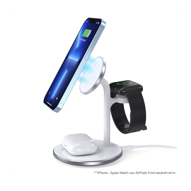 แท่นชาร์จไร้สาย Choetech Qi2 3 in 1 Wireless Charger 15W