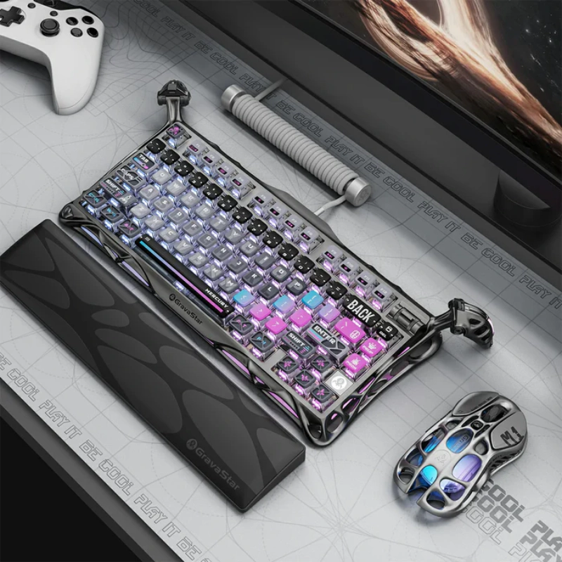 คีย์บอร์ด GravaStar Mercury K1 Pro 75% Wireless Mechanical Gaming Keyboard Cyberpunk