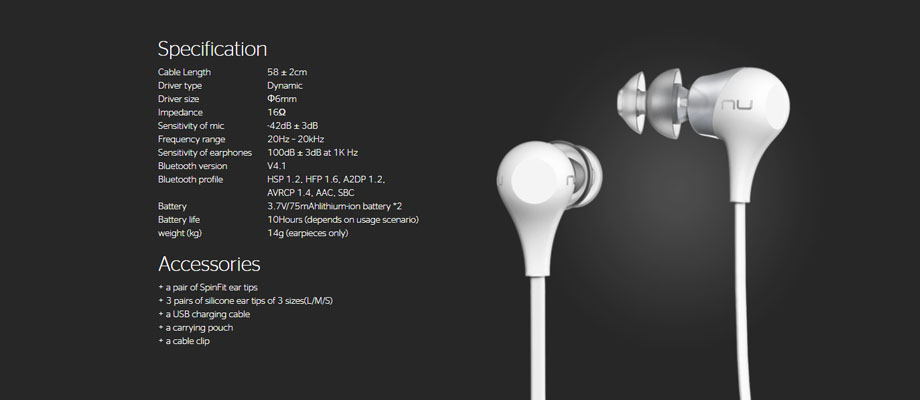Nufit BE Lite 3 In-ear Spec Nufit BE Lite 3 In-ear สเปค
