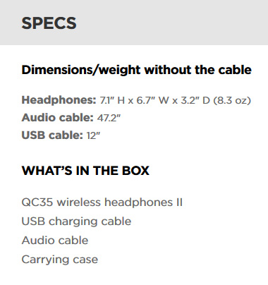 Bose-QC35II-ts หูฟังไร้สาย Bose QuietComfort QC35II wireless headphones Tech Spec
