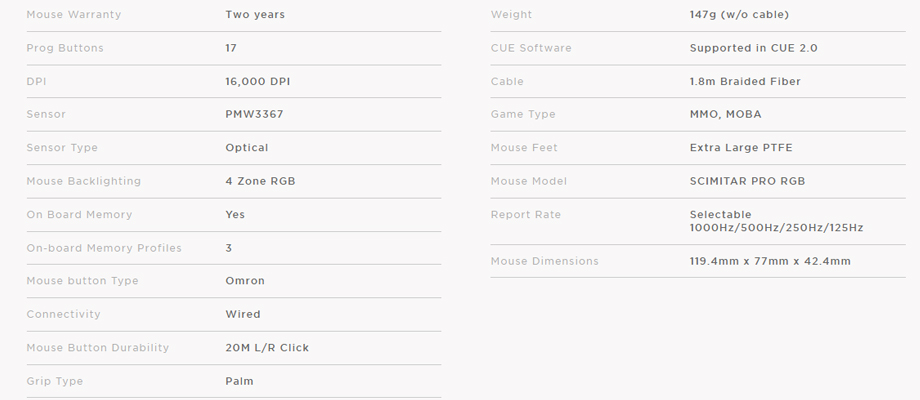 corsair scimitar tech spec corsair scimitar สเปค