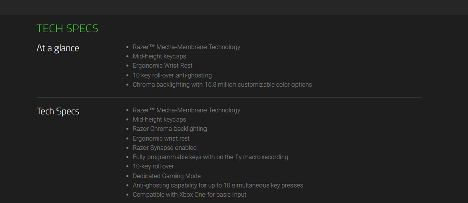 Razer Ortana Chroma Tech P Razer Ortana Chroma สเปค