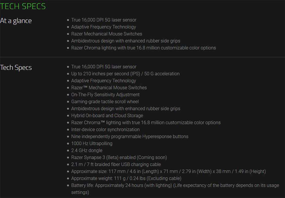 Lancehead-Wireless-TS เมาส์ไร้สาย Razer Lancehead Wireless Gaming Mouse Tech Spec
