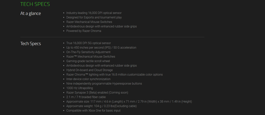 Razer lancehead TE Spec Razer lancehead TE สเปค