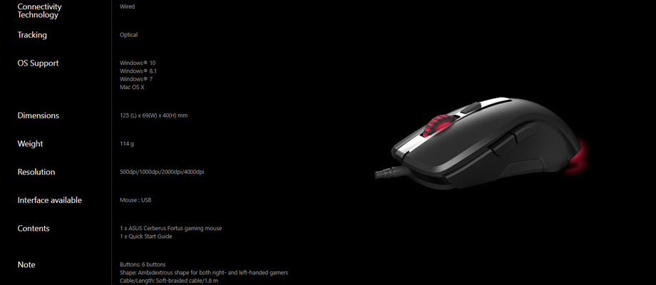 Asus Cerberus Fortus Wireless Mouse Spec Asus Cerberus Fortus Wireless Mouse Spec