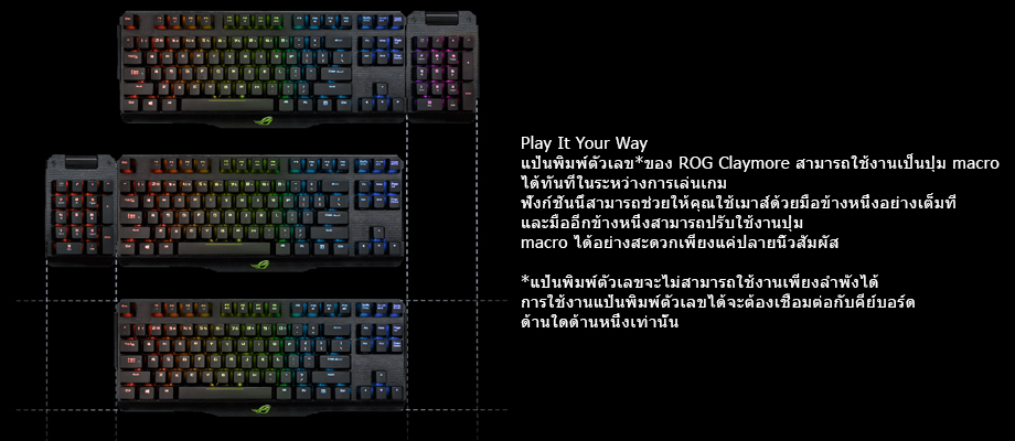 Asus ROG Claymore Size Asus ROG Claymore ขนาด