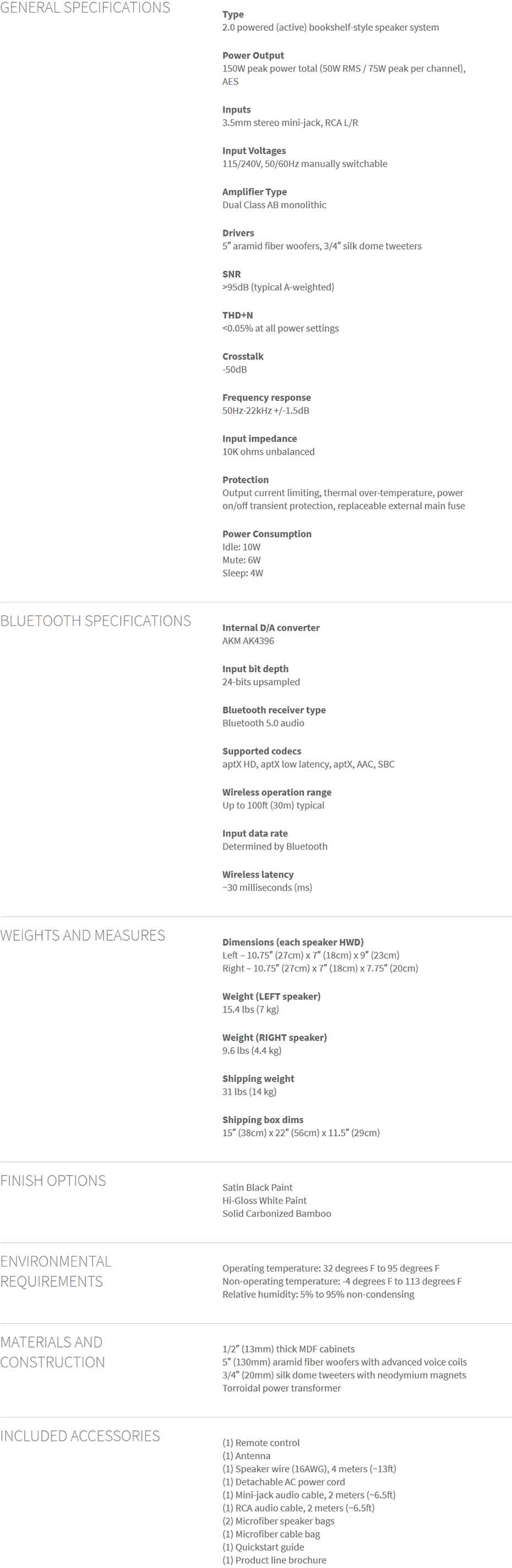 a5+-w-ts ลำโพง Audioengine A5+ Wireless Speaker Tech Spec