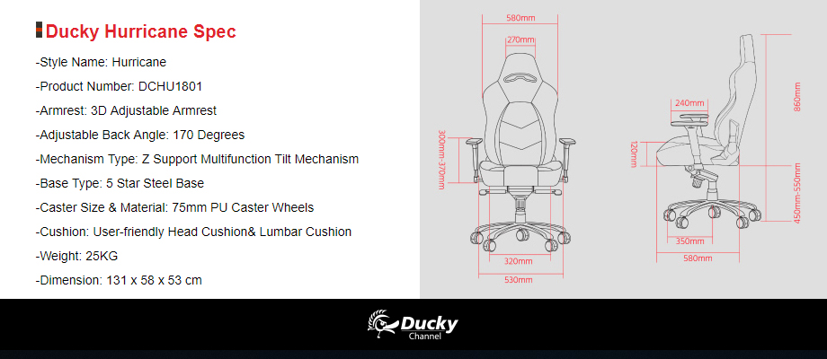 Ducky Hurricane ขนาด