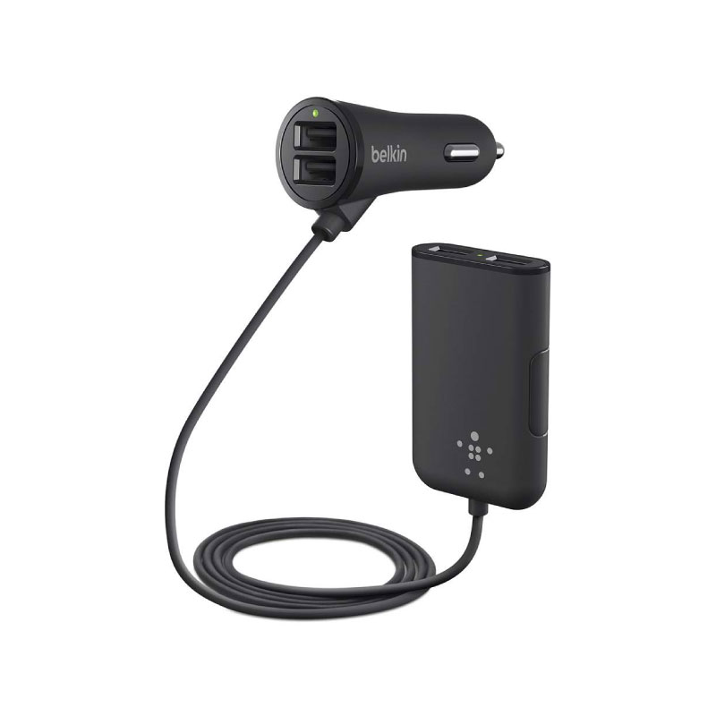 ที่ชาร์จโทรศัพท์ในรถ Belkin Road Rockstar 4-Port Passenger Car Charger ที่ชาร์จโทรศัพท์ในรถ Belkin Road Rockstar 4-Port Passenger Car Charger