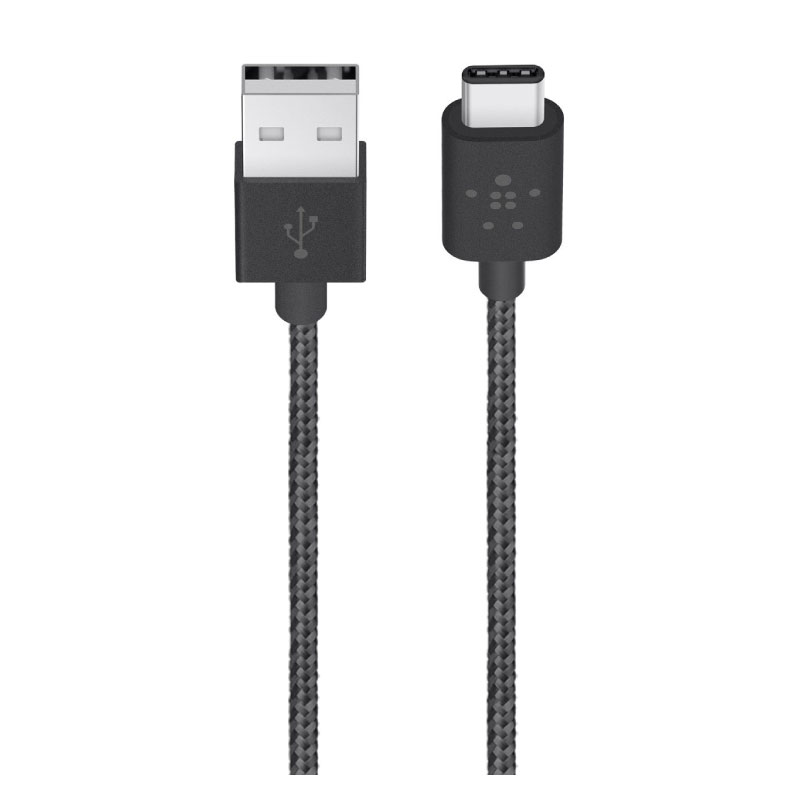 สายแปลง Belkin Metallic Aluminum Extruded Shell Premium 2.0 USB-A to USB-C 2.0 Sync and Charger Braided Cable 1.8 เมตร Black